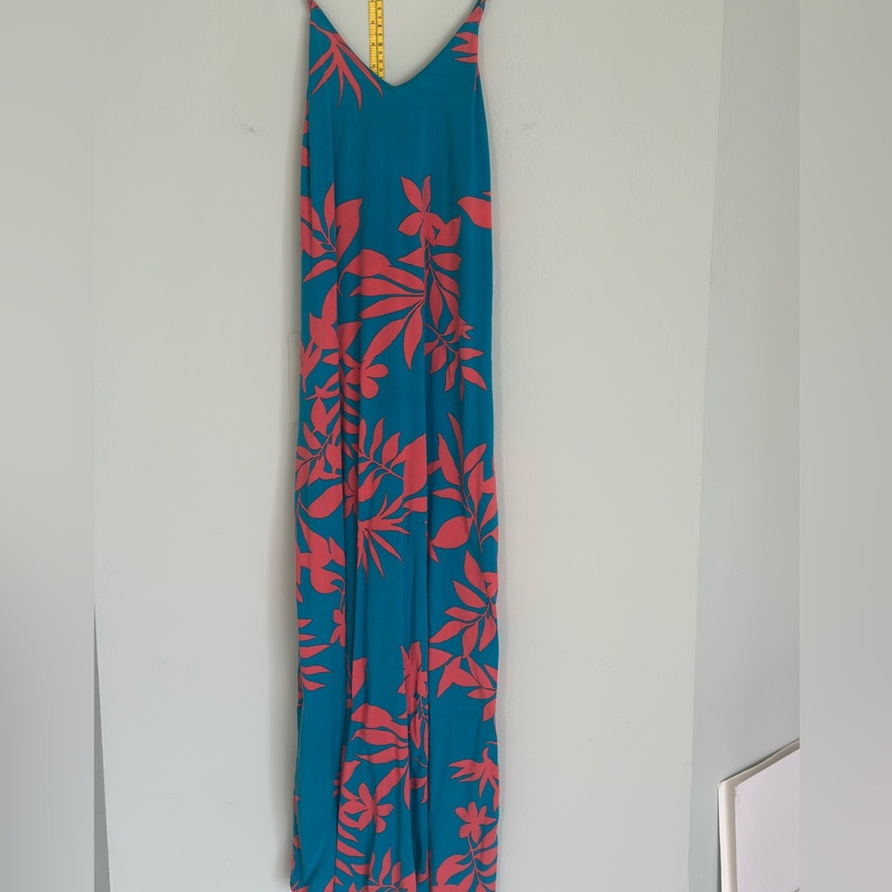 Old Navy Teal and Coral Floral Maxi Dress